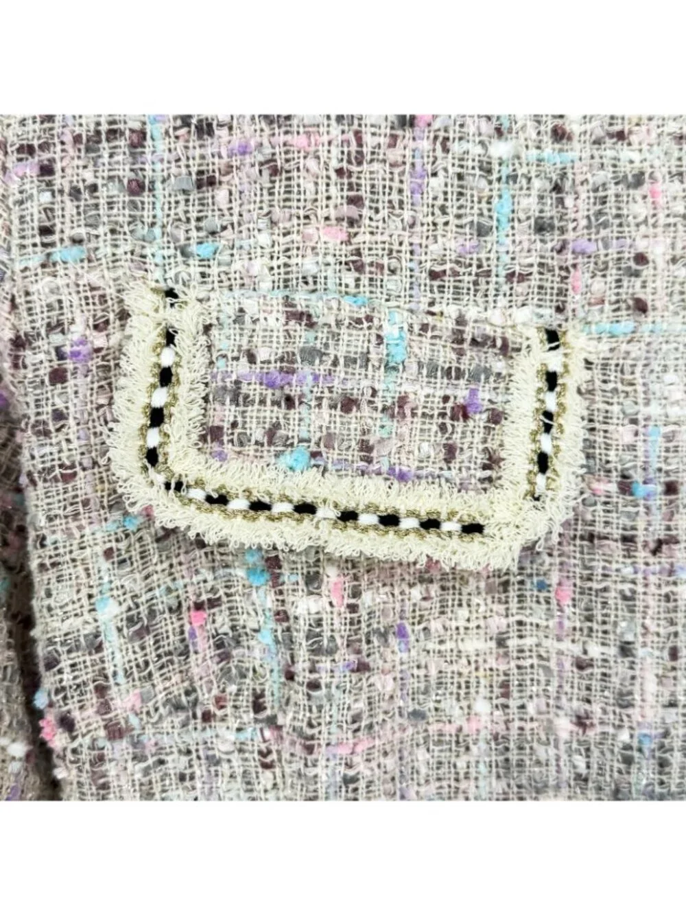 CBR Chic Boutique Tweed Dress Women’s XL Long Sleeve Textured Cream Multi Pocket